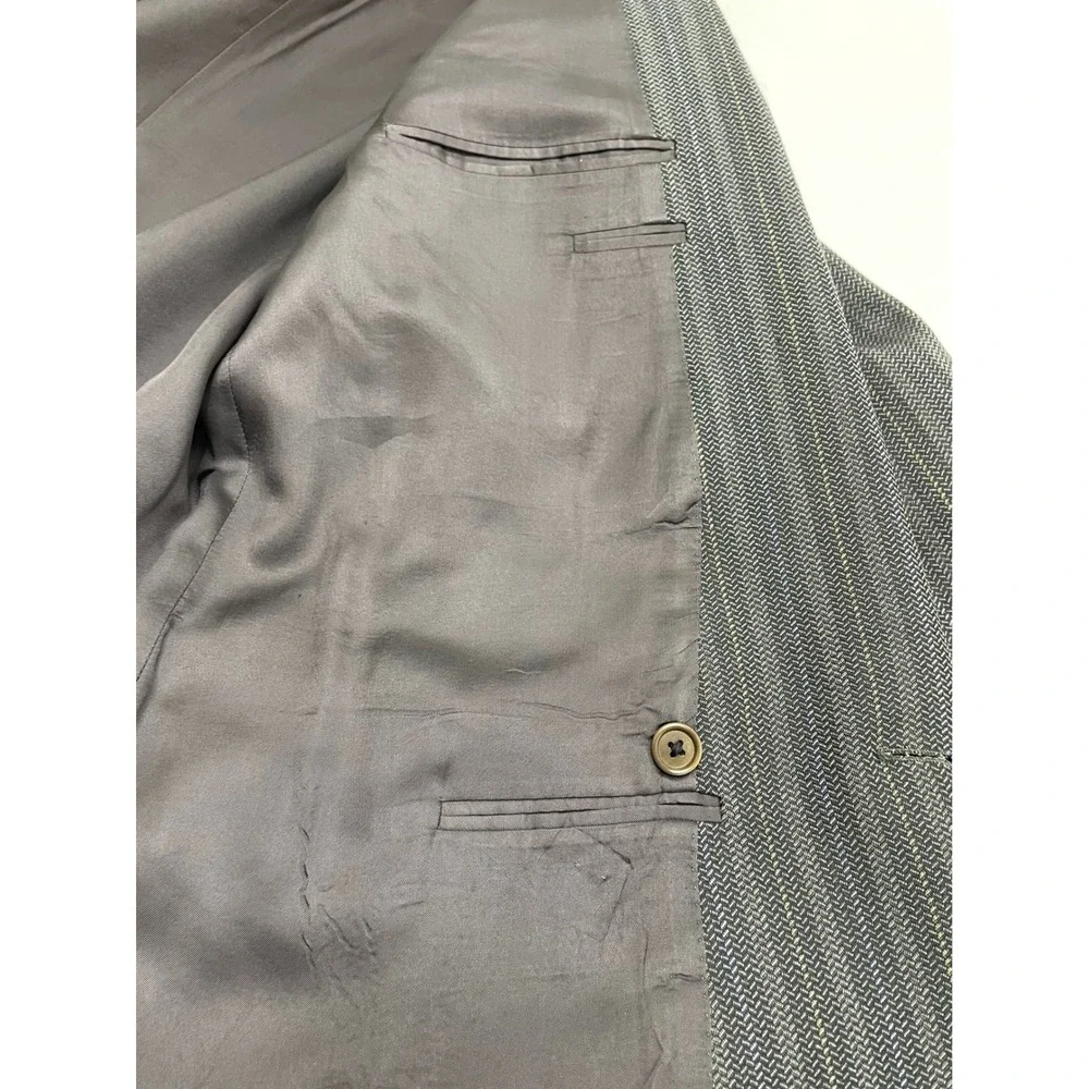 Vtg Lanvin Boutique Italy Wool Double Breasted‎ Blazer Suit Gray Mens Size 50